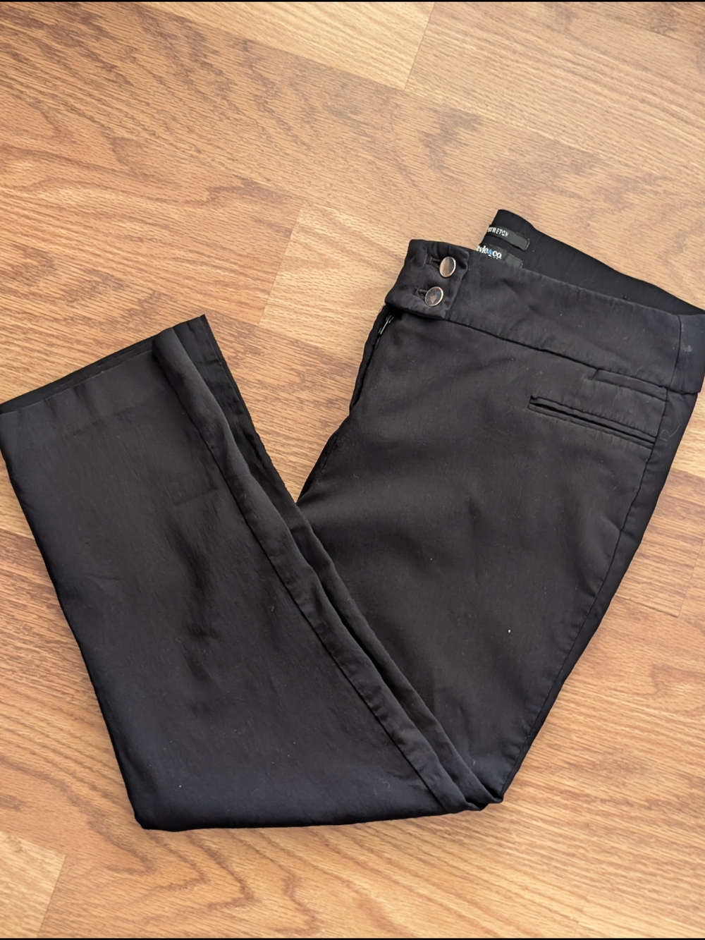 Style & Company Petite Black Straight Leg Cropped Dress Pants Size 12P